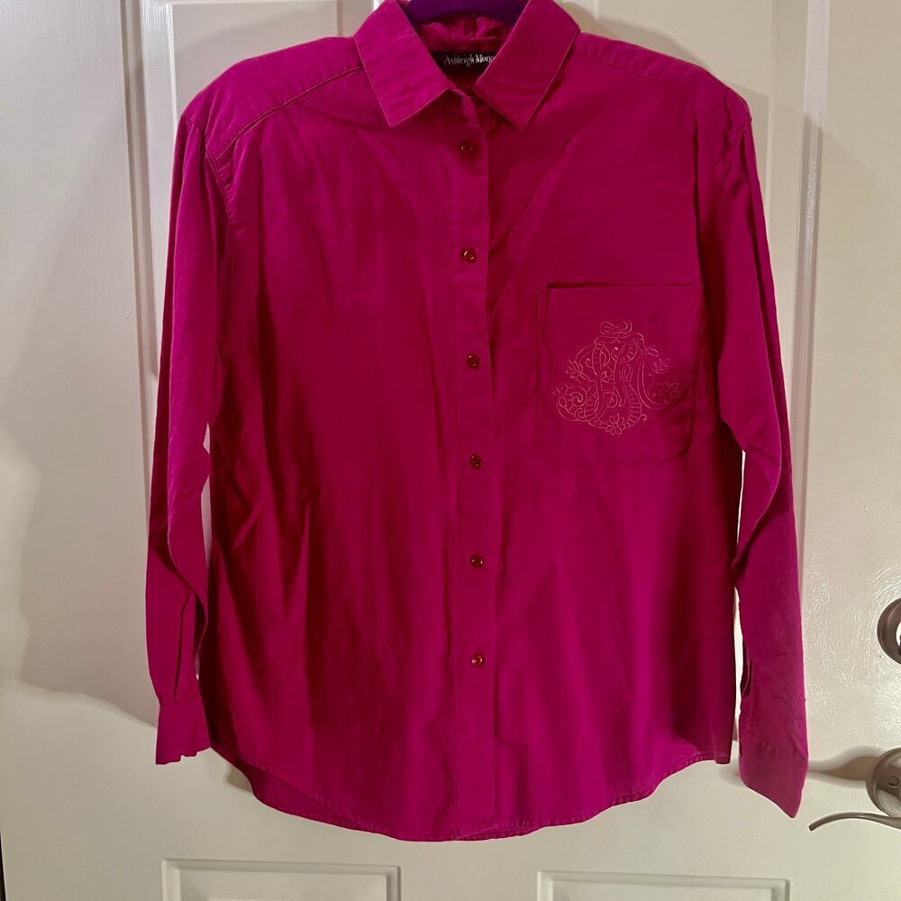 Vintage Ashleigh Morgan SZ M 100% Cotton Pink Button Down Shirt - Picture 1 of 3